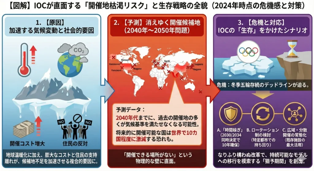 冬季オリンピックの危機とIOCの生き残り戦略（Web記事を材料にAIで作成）